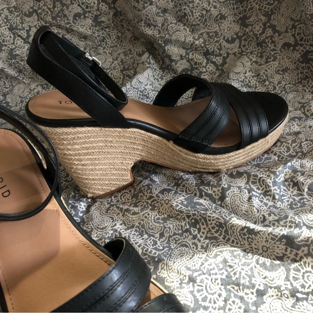torrid Black Espadrille Wedge Sandals